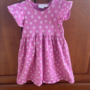 Zara Pink Daisy Knit Flutter-Sleeve Dress for Kids
